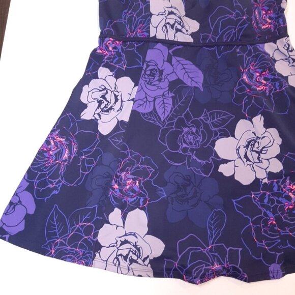 Beach Belle Floral Swimdress Babydoll Double Strap Tank One Piece Swimsuit - Picture 3 of 12